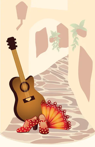 Flamenco. hiszpańskiej karty. Ilustracja wektorowa — Wektor stockowy