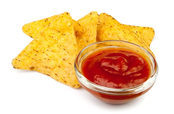 Chips och ketchup — Stockfoto