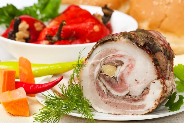 Prepared meat roulette — Stock Photo, Image