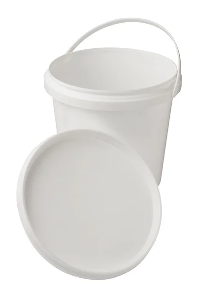 Bílý plastový kbelík — Stock fotografie