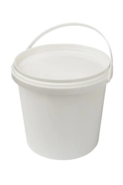 Bílý plastový kbelík — Stock fotografie