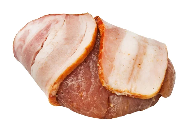 Carne enrolado em uma fatia de presunto — Fotografia de Stock