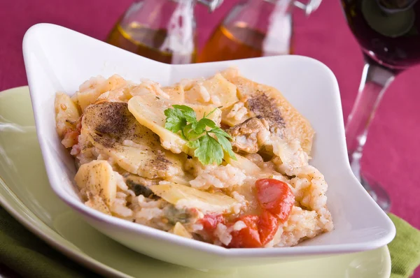 Arroz, batatas e mexilhões . — Fotografia de Stock