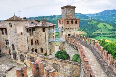 vigoleno Kalesi. Emilia-Romagna. İtalya.