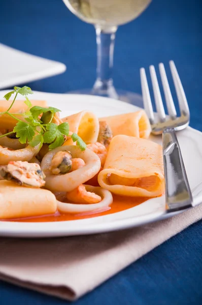 Zeevruchten pasta. — Stockfoto