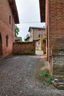 grazzano görünümünü visconti. Emilia-Romagna. İtalya.