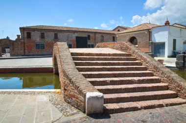 comacchio görünümü. Emilia-Romagna. İtalya.