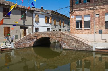 Tiyatro Köprüsü. Comacchio. Emilia-Romagna. İtalya.