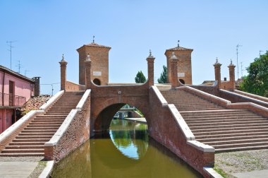 trepponti Köprüsü. Comacchio. Emilia-Romagna. İtalya.