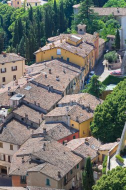 brisighella panoramik manzaralı. Emilia-Romagna. İtalya.