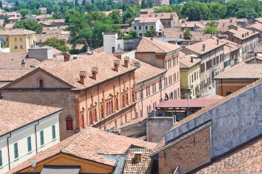 ferrara panoramik manzaralı. Emilia-Romagna. İtalya.