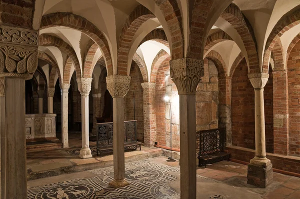 Crypte van st. savino basiliek. Piacenza. Emilia-Romagna. Italië. — Stockfoto