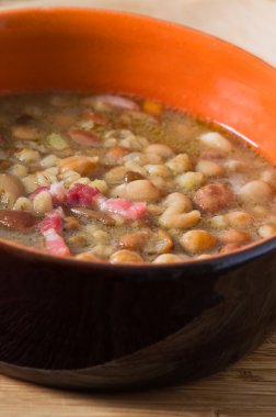 Borlotti bean and spelt soup. clipart