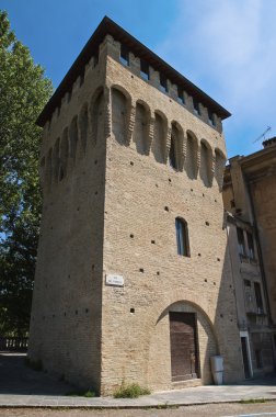 Rocchetta kulesi. Parma. Emilia-Romagna. İtalya.