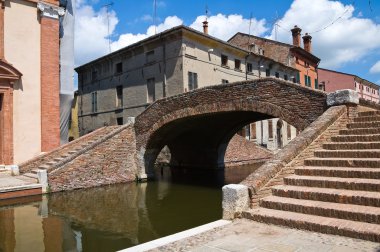 Polisler Köprüsü. Comacchio. Emilia-Romagna. İtalya.