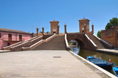 trepponti Köprüsü. Comacchio. Emilia-Romagna. İtalya.