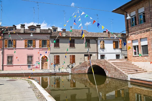 Tiyatro Köprüsü. Comacchio. Emilia-Romagna. İtalya. — Stok fotoğraf