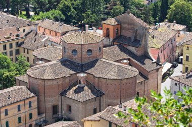 brisighella panoramik manzaralı. Emilia-Romagna. İtalya.