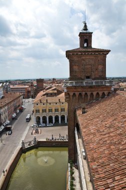 ferrara panoramik manzaralı. Emilia-Romagna. İtalya.