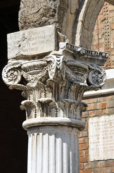 Mermer sütun. Belediye Binası. Ferrara. Emilia-Romagna. İtalya. — Stok fotoğraf