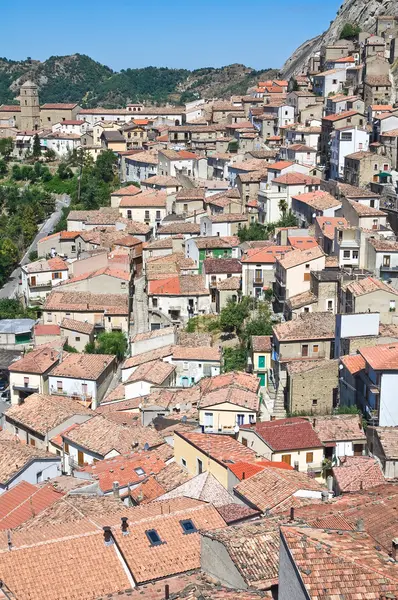Panoramautsikt över pietrapertosa. Basilicata. Italien. — Stockfoto