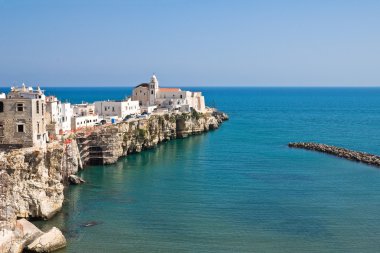 vieste panoramik manzaralı. Puglia. İtalya.