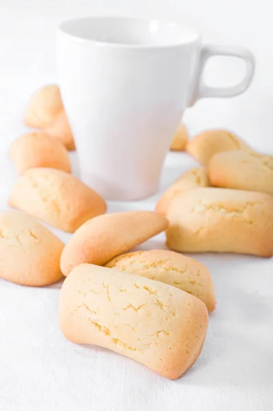 stock image Homemade biscuits with milk cup.