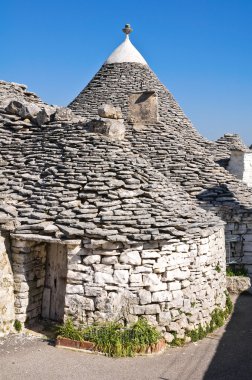 Alberobello 'nun çardağı. Puglia. İtalya..