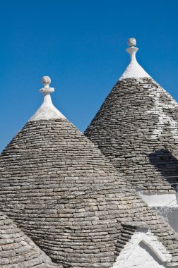 Alberobello 'nun çardağı. Puglia. İtalya..