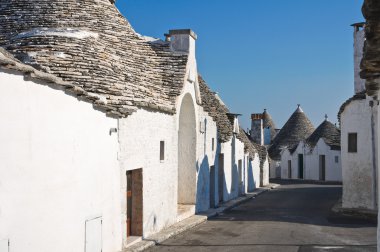 Alberobello 'nun çardağı. Puglia. İtalya..