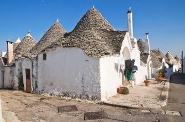 Alberobello 'nun çardağı. Puglia. İtalya..