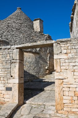 Alberobello 'nun çardağı. Puglia. İtalya..