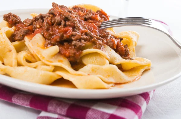 Tagliatelle with Bolognese Sauce. — Stock Photo, Image