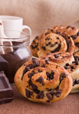 Chocolate chip brioche buns. clipart