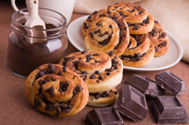 Chocolate chip brioche buns. clipart