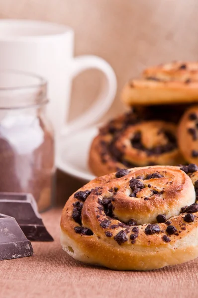 stock image Chocolate chip brioche buns.