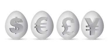para birimi resimde beyaz bir arka plan üzerinde yumurta.