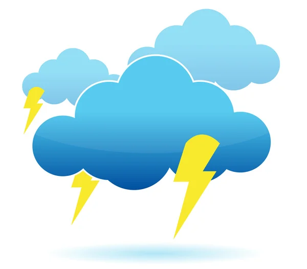 Thunder cloud and lightning illustration over white background — Stock Photo, Image