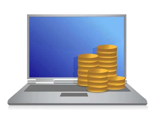 Laptop with money illustration design over white background — Stock Photo, Image