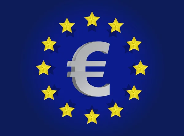 欧洲联盟船旗国和欧元符号的插图设计 — 图库照片