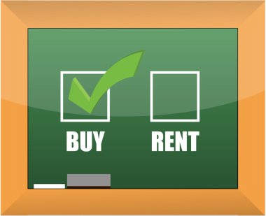 Buy not rent blackboard concept illustration design clipart