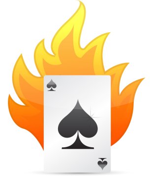 Ace of Spades on fire. illustration design clipart