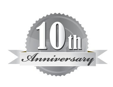 10th anniversary seal illustration design on white clipart