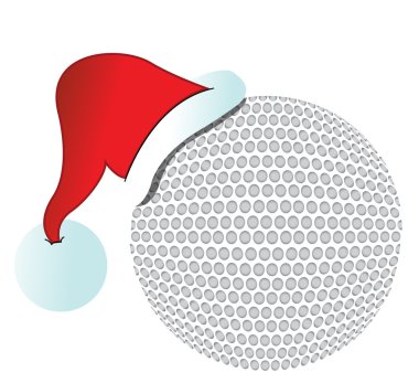 Santa hat golf ball illustration design on white clipart