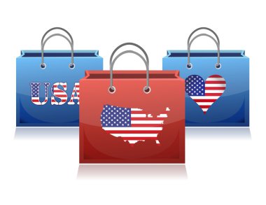 US theme shopping bags illustration clipart