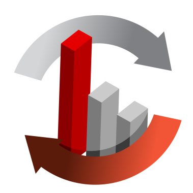 Red Business graph in arrow cycle illustration design clipart