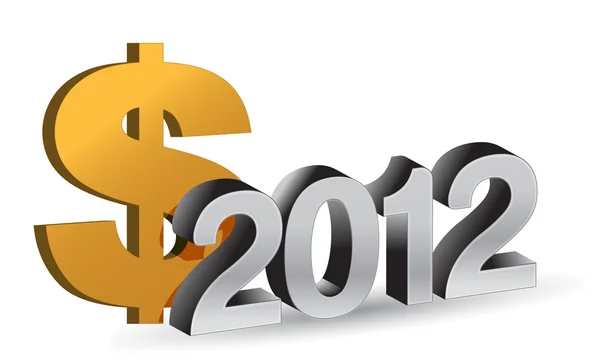 NEW YEAR 2012 and dollar sign on a white background — Stock Photo, Image
