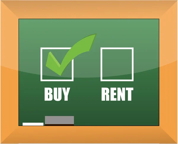 Buy not rent blackboard concept illustration design — Stock Photo, Image