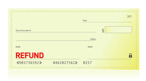 退款支票插画设计在白色 — 图库照片