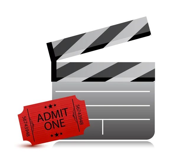 Διοικητικό Συμβούλιο clapper ταινία και εισιτήρια κινηματογράφων σε λευκό — Φωτογραφία Αρχείου